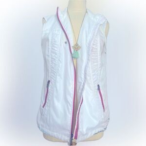 Like new! Spanner Sport lightweight white vest with pink detailing!